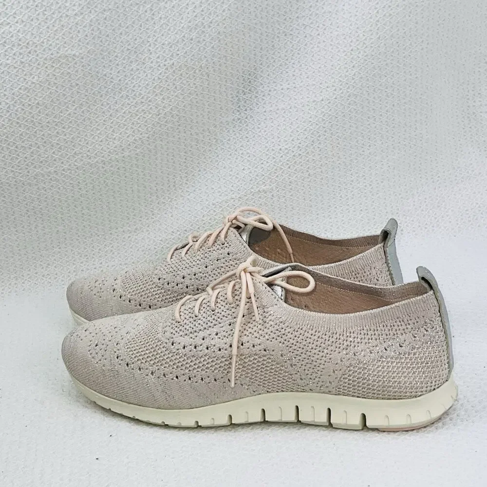 Cole Haan Womens 10.5B Zerogrand Stitchlite Sneakers Pink Metallic Knit
